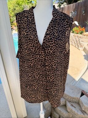 Nordstrom Brown/Black Leopard Print Blouse - XL